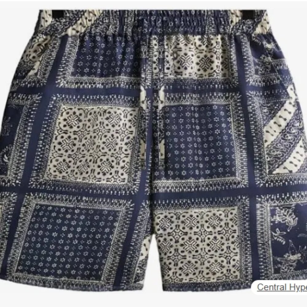 Kith Silk Twill Lewis Men's Shorts - Vista Navy - Size Small